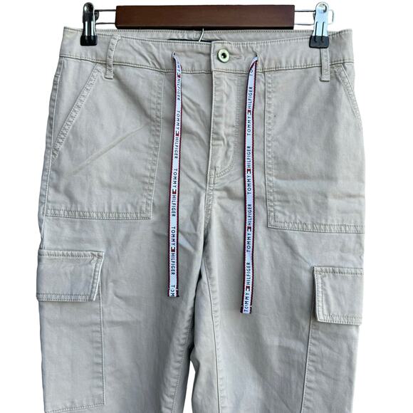 Tommy Hilfiger Women Tan Flat Front Drawstring Multi Pocket Cargo Pants Size 6 - Picture 3 of 8